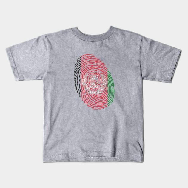 Afghanistan Fingerprint Kids T-Shirt by KindlyHarlot